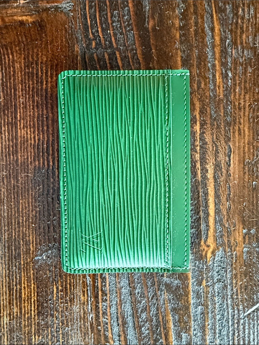 Louis Vuitton Green Textured Leather Card Holder
